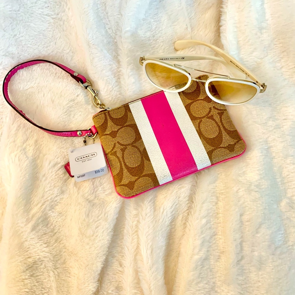 Cute Coach Monogram wristlet pink